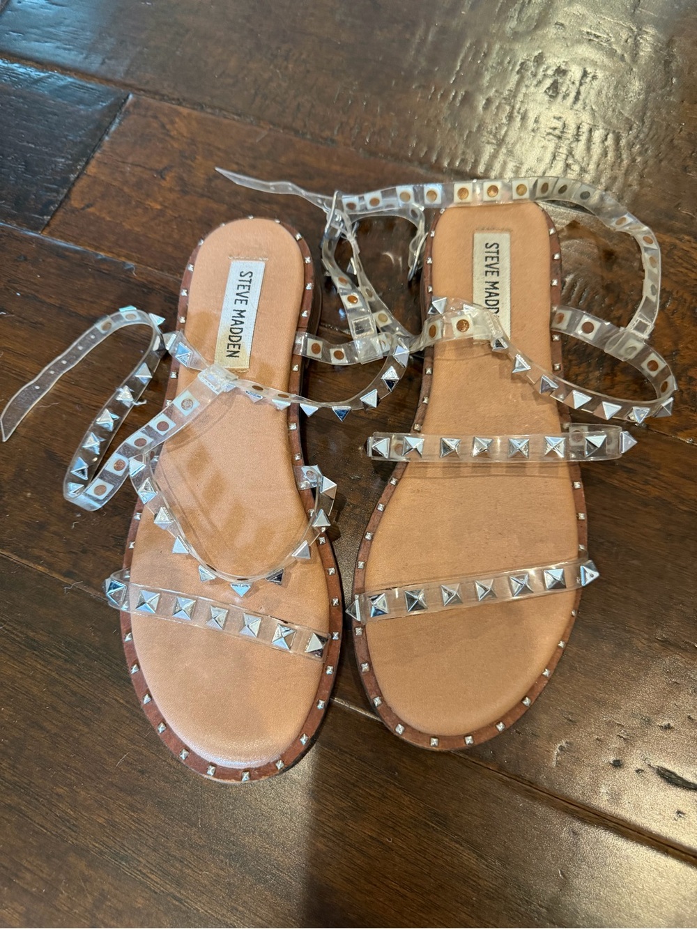 Steve Madden Clear Studded Wrap Sandals